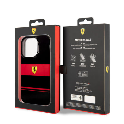 iPhone 14 Pro Max Kılıf Ferrari Orjinal Lisanslı M-safe Şarj Özellikli Yatay Çizgili Dizayn Kapak