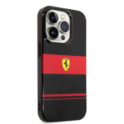 iPhone 14 Pro Max Kılıf Ferrari Orjinal Lisanslı M-safe Şarj Özellikli Yatay Çizgili Dizayn Kapak