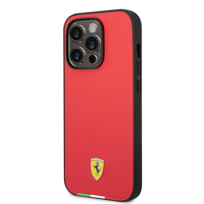 iPhone 14 Pro Max Kılıf Ferrari Orjinal Lisanslı PU Deri İtalyan Bayrak Dizayn Kapak