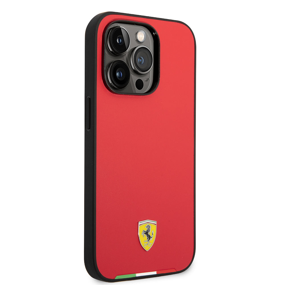 iPhone 14 Pro Max Kılıf Ferrari Orjinal Lisanslı PU Deri İtalyan Bayrak Dizayn Kapak
