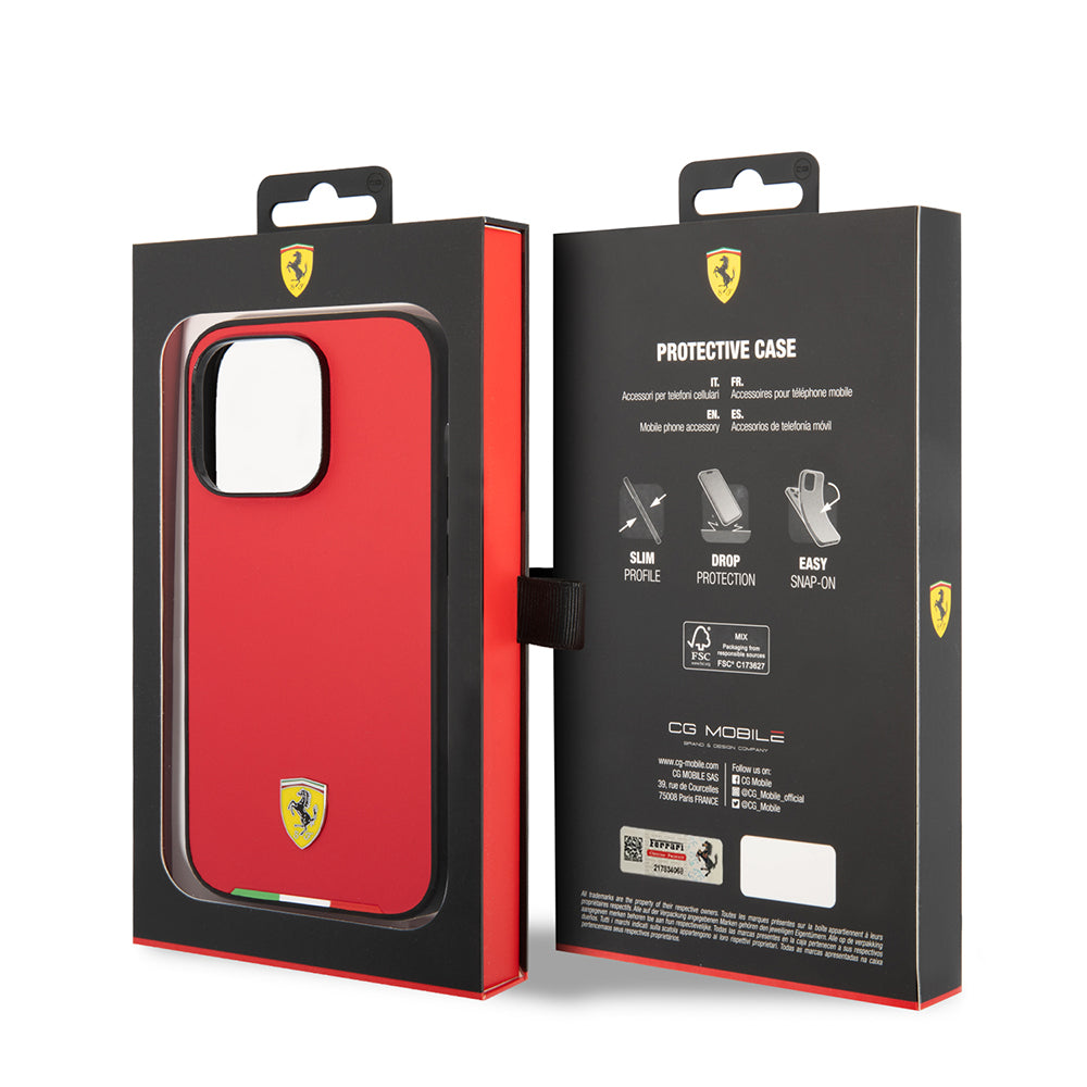 iPhone 14 Pro Max Kılıf Ferrari Orjinal Lisanslı PU Deri İtalyan Bayrak Dizayn Kapak