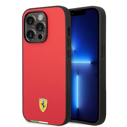 iPhone 14 Pro Max Kılıf Ferrari Orjinal Lisanslı PU Deri İtalyan Bayrak Dizayn Kapak