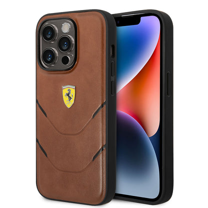 iPhone 14 Pro Max Kılıf Ferrari Orjinal Lisanslı PU Deri Sıcak Baskı Çizgili Dizayn Kapak