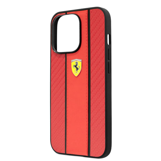 iPhone 14 Pro Max Kılıf Ferrari PU Deri Ve Karbon Dizayn Kapak