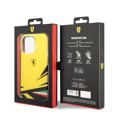 iPhone 14 Pro Max Kılıf Ferrari Sarı İtalyan Bayrak Baskılı Dizayn Kapak