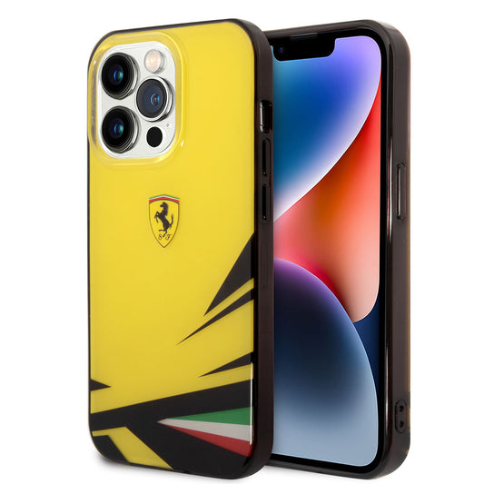 iPhone 14 Pro Max Kılıf Ferrari Sarı İtalyan Bayrak Baskılı Dizayn Kapak