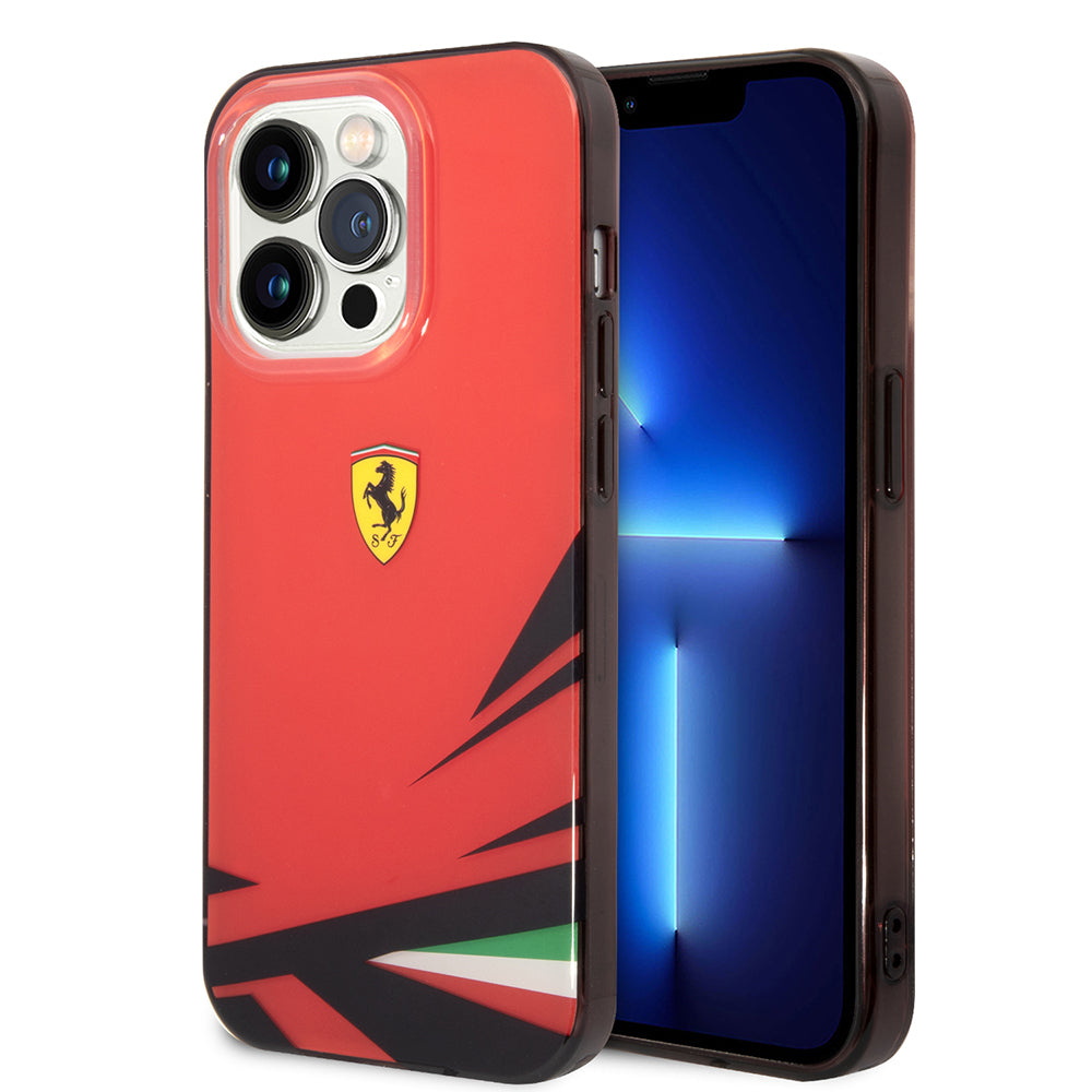 iPhone 14 Pro Max Kılıf Ferrari Sarı İtalyan Bayrak Baskılı Dizayn Kapak