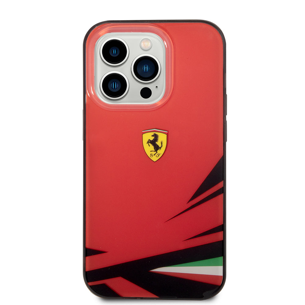 iPhone 14 Pro Max Kılıf Ferrari Sarı İtalyan Bayrak Baskılı Dizayn Kapak