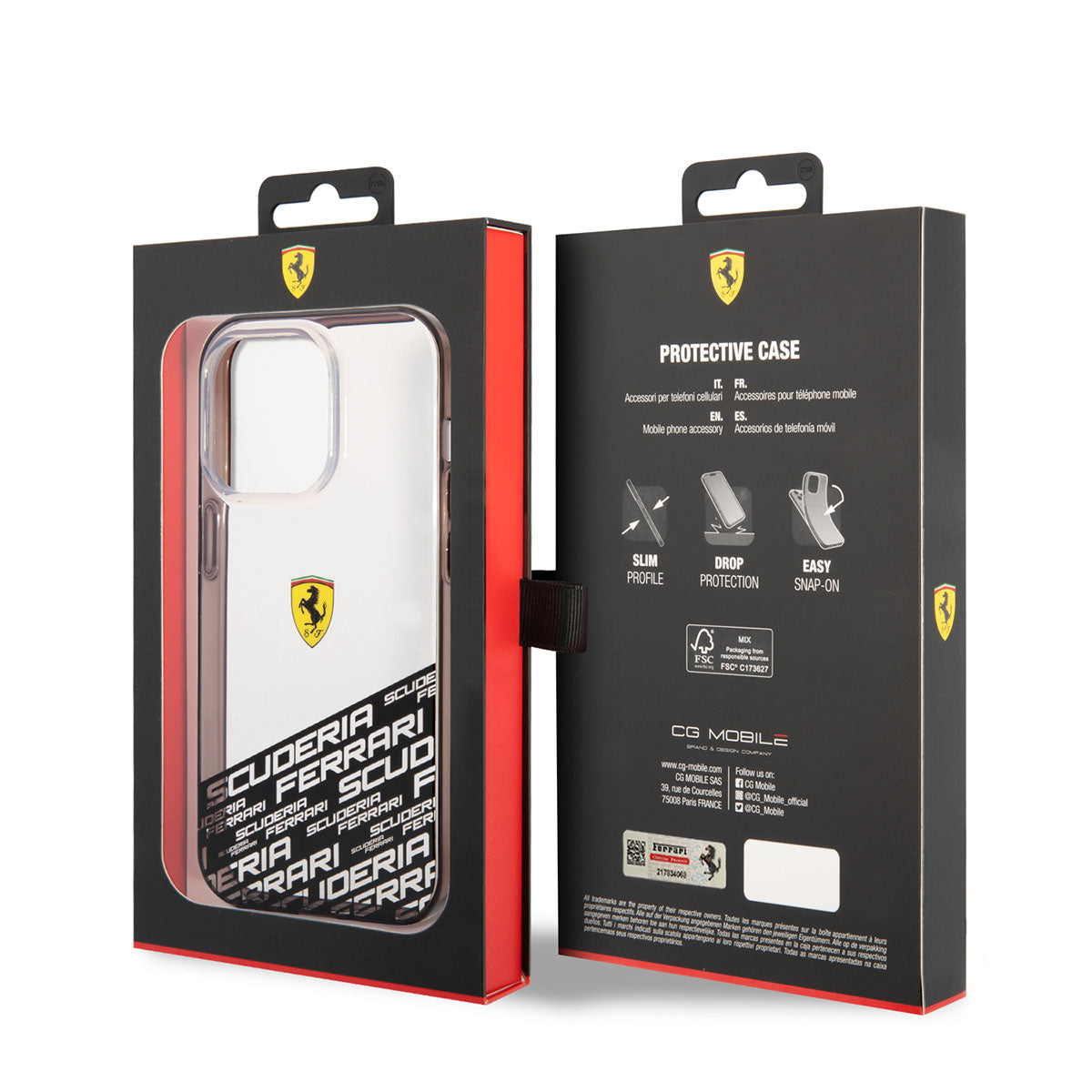 iPhone 14 Pro Max Kılıf Ferrari Transparan Alt Kısım Baskılı Dizayn Kapak