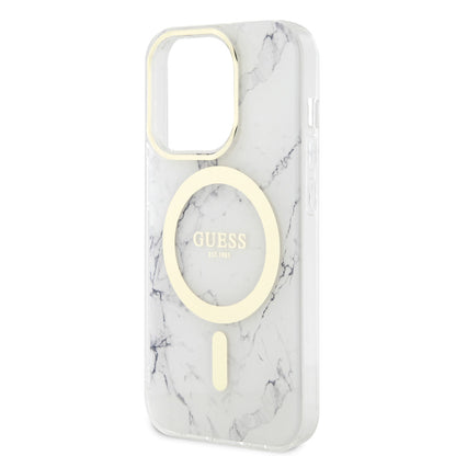 iPhone 14 Pro Max Kılıf GUESS M-safe Şarj Özellikli Mermer Desenli Kapak