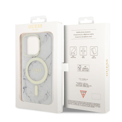 iPhone 14 Pro Max Kılıf GUESS M-safe Şarj Özellikli Mermer Desenli Kapak
