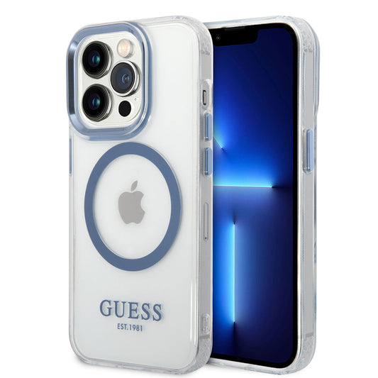 iPhone 14 Pro Max Kılıf GUESS M-safe Şarj Özellikli Metal Kamera Çerçeveli Kapak