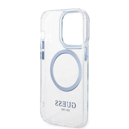 iPhone 14 Pro Max Kılıf GUESS M-safe Şarj Özellikli Metal Kamera Çerçeveli Kapak