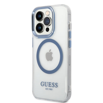 iPhone 14 Pro Max Kılıf GUESS M-safe Şarj Özellikli Metal Kamera Çerçeveli Kapak