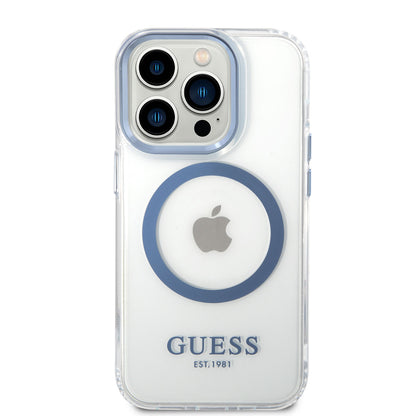 iPhone 14 Pro Max Kılıf GUESS M-safe Şarj Özellikli Metal Kamera Çerçeveli Kapak