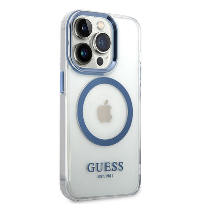 iPhone 14 Pro Max Kılıf GUESS M-safe Şarj Özellikli Metal Kamera Çerçeveli Kapak