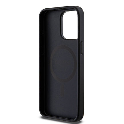 iPhone 14 Pro Max Kılıf Guess M-safe Şarj Özellikli PU Deri Desenli Metal Plaka Logolu Kapak