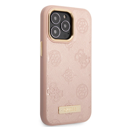 iPhone 14 Pro Max Kılıf GUESS M-safe Şarj Özellikli PU Deri Metal Logolu Kapak