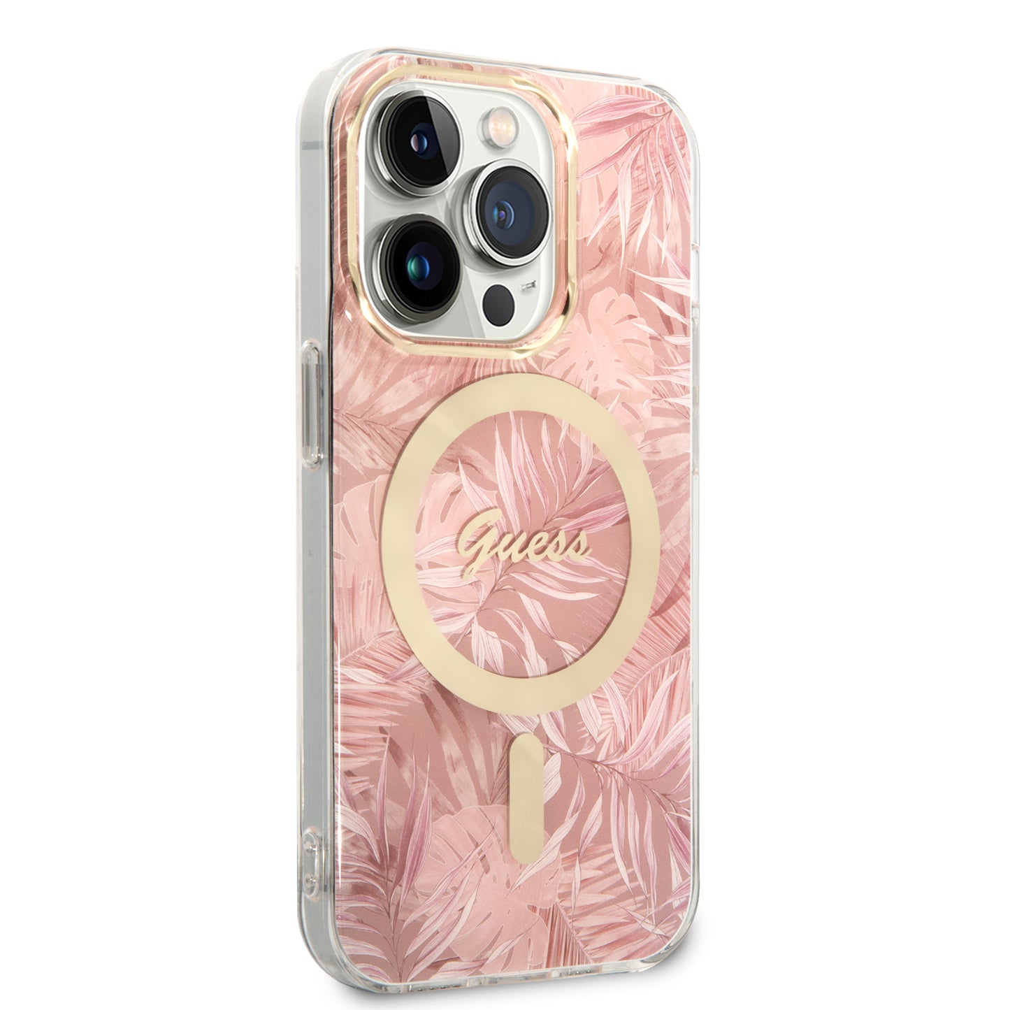 iPhone 14 Pro Max Kılıf GUESS M-safe Şarj Özellikli Yaprak Desenli M-safe Şarj Kablolu Kapak