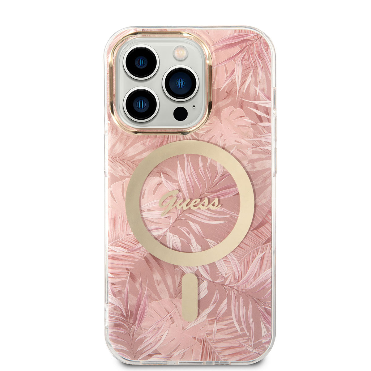 iPhone 14 Pro Max Kılıf GUESS M-safe Şarj Özellikli Yaprak Desenli M-safe Şarj Kablolu Kapak