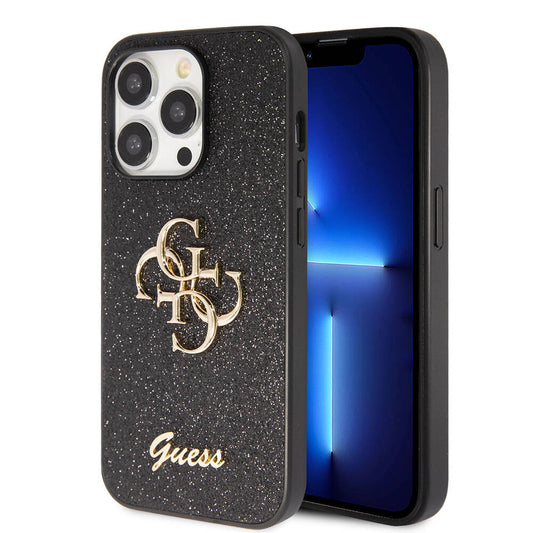 iPhone 14 Pro Max Kılıf Guess Orjinal Lisanslı 4G Büyük Metal Logolu Glitter Kapak