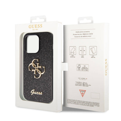 iPhone 14 Pro Max Kılıf Guess Orjinal Lisanslı 4G Büyük Metal Logolu Glitter Kapak