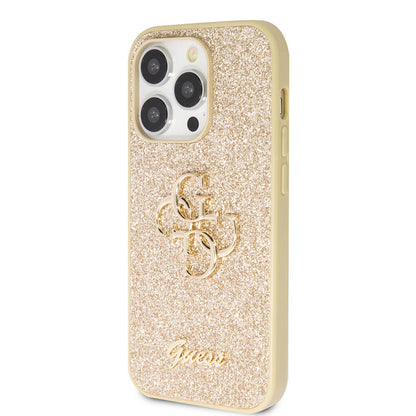 iPhone 14 Pro Max Kılıf Guess Orjinal Lisanslı 4G Büyük Metal Logolu Glitter Kapak