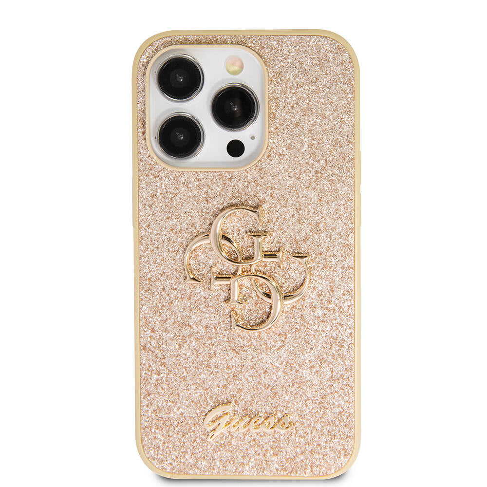 iPhone 14 Pro Max Kılıf Guess Orjinal Lisanslı 4G Büyük Metal Logolu Glitter Kapak