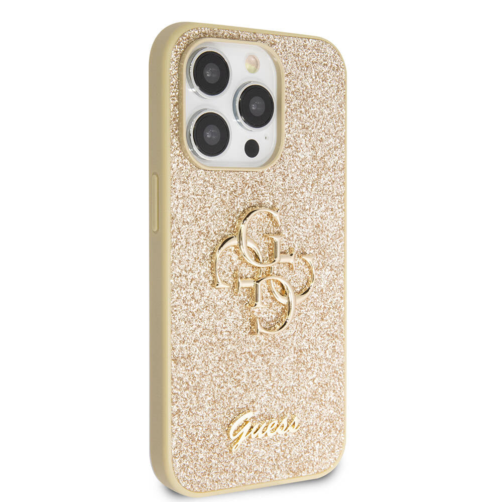 iPhone 14 Pro Max Kılıf Guess Orjinal Lisanslı 4G Büyük Metal Logolu Glitter Kapak