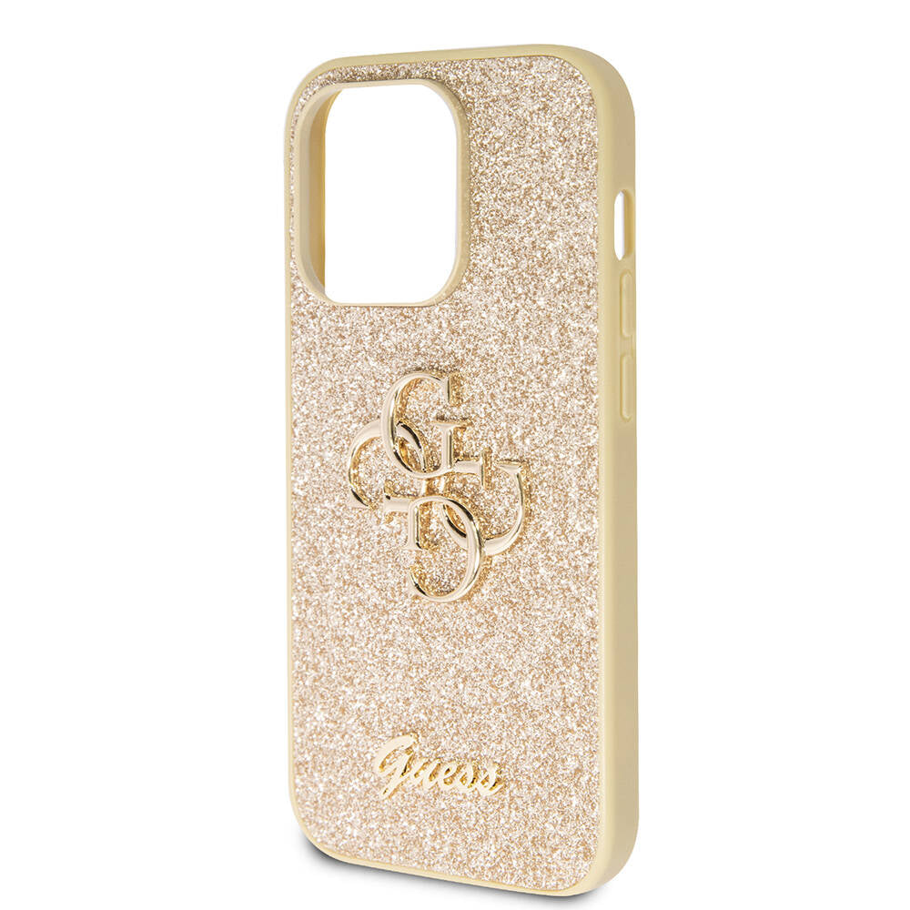 iPhone 14 Pro Max Kılıf Guess Orjinal Lisanslı 4G Büyük Metal Logolu Glitter Kapak