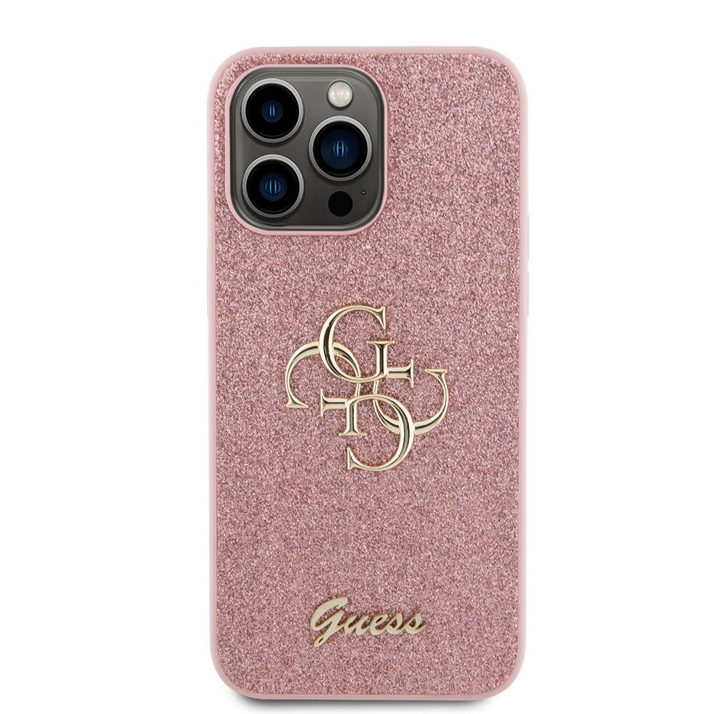 iPhone 14 Pro Max Kılıf Guess Orjinal Lisanslı 4G Büyük Metal Logolu Glitter Kapak