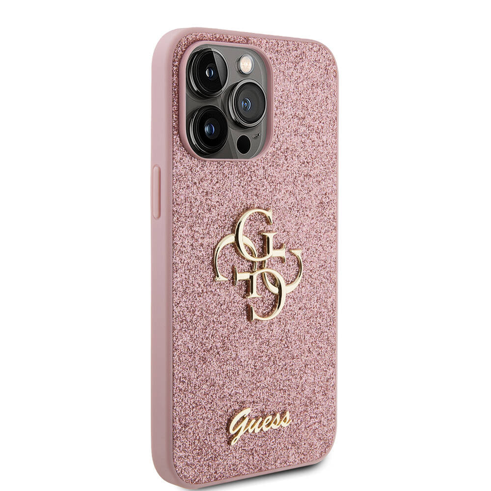 iPhone 14 Pro Max Kılıf Guess Orjinal Lisanslı 4G Büyük Metal Logolu Glitter Kapak