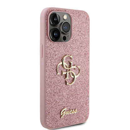 iPhone 14 Pro Max Kılıf Guess Orjinal Lisanslı 4G Büyük Metal Logolu Glitter Kapak