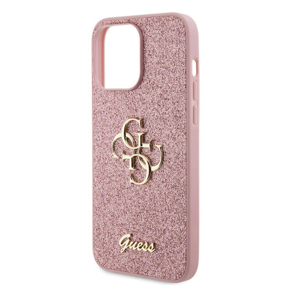 iPhone 14 Pro Max Kılıf Guess Orjinal Lisanslı 4G Büyük Metal Logolu Glitter Kapak