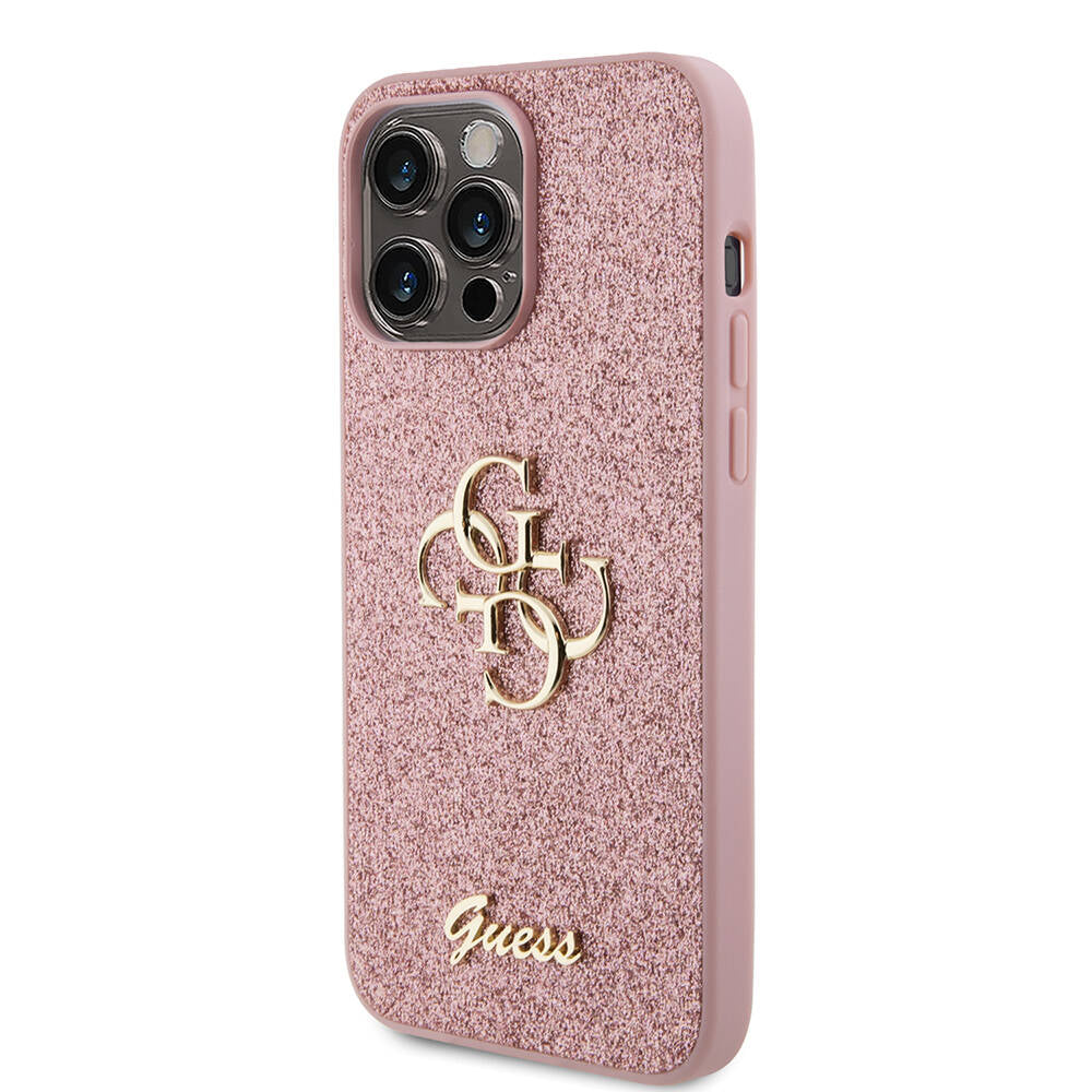 iPhone 14 Pro Max Kılıf Guess Orjinal Lisanslı 4G Büyük Metal Logolu Glitter Kapak