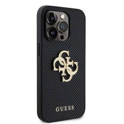 iPhone 14 Pro Max Kılıf Guess Orjinal Lisanslı Delikli Yazı ve 4G Glitter Büyük Metal Logolu Kapak