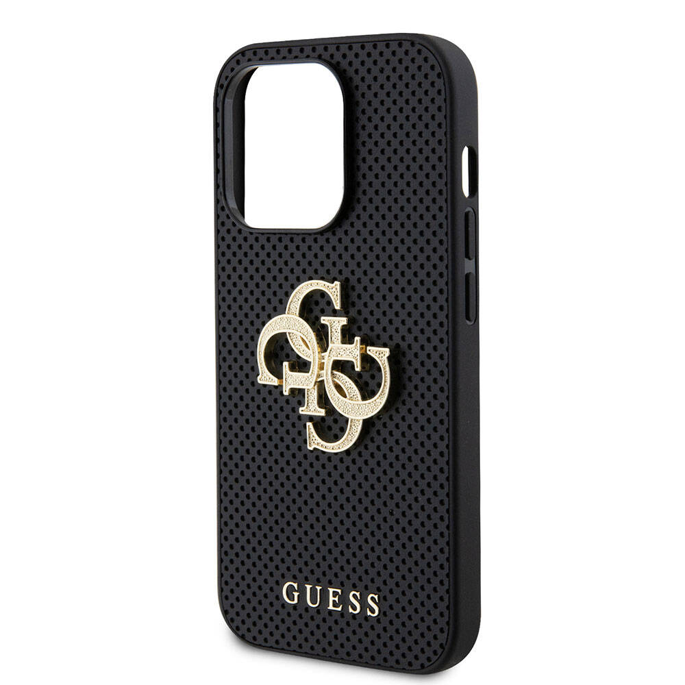 iPhone 14 Pro Max Kılıf Guess Orjinal Lisanslı Delikli Yazı ve 4G Glitter Büyük Metal Logolu Kapak