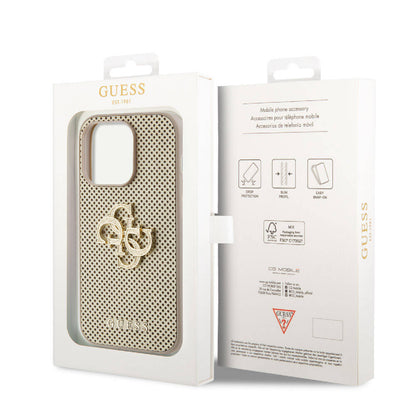 iPhone 14 Pro Max Kılıf Guess Orjinal Lisanslı Delikli Yazı ve 4G Glitter Büyük Metal Logolu Kapak