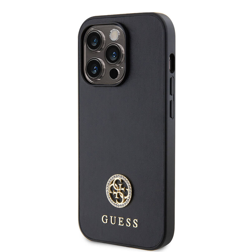 iPhone 14 Pro Max Kılıf Guess Orjinal Lisanslı Deri 4G Metal Logo Strass Kapak