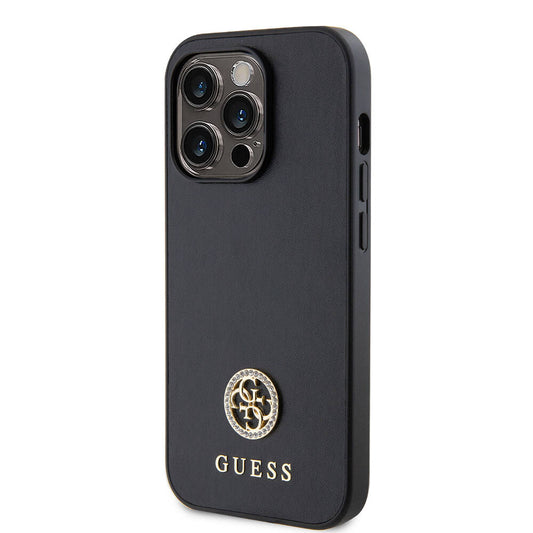iPhone 14 Pro Max Kılıf Guess Orjinal Lisanslı Deri 4G Metal Logo Strass Kapak