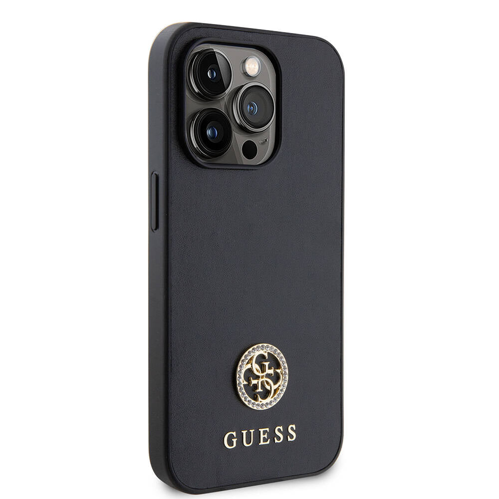 iPhone 14 Pro Max Kılıf Guess Orjinal Lisanslı Deri 4G Metal Logo Strass Kapak