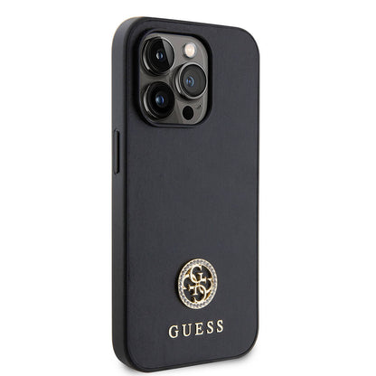 iPhone 14 Pro Max Kılıf Guess Orjinal Lisanslı Deri 4G Metal Logo Strass Kapak