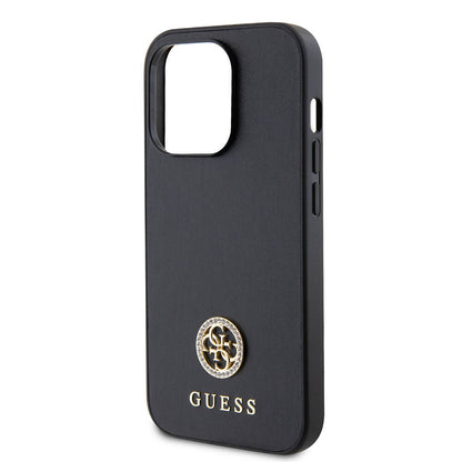 iPhone 14 Pro Max Kılıf Guess Orjinal Lisanslı Deri 4G Metal Logo Strass Kapak