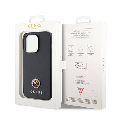 iPhone 14 Pro Max Kılıf Guess Orjinal Lisanslı Deri 4G Metal Logo Strass Kapak