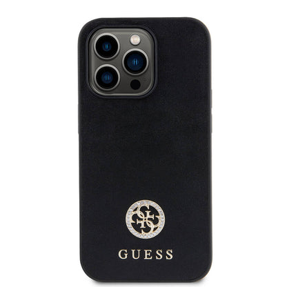 iPhone 14 Pro Max Kılıf Guess Orjinal Lisanslı Deri 4G Metal Logo Strass Kapak