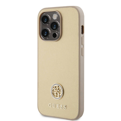 iPhone 14 Pro Max Kılıf Guess Orjinal Lisanslı Deri 4G Metal Logo Strass Kapak