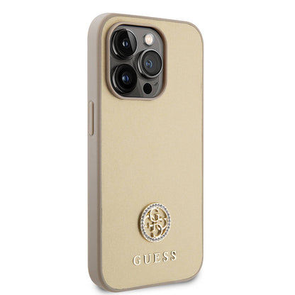iPhone 14 Pro Max Kılıf Guess Orjinal Lisanslı Deri 4G Metal Logo Strass Kapak