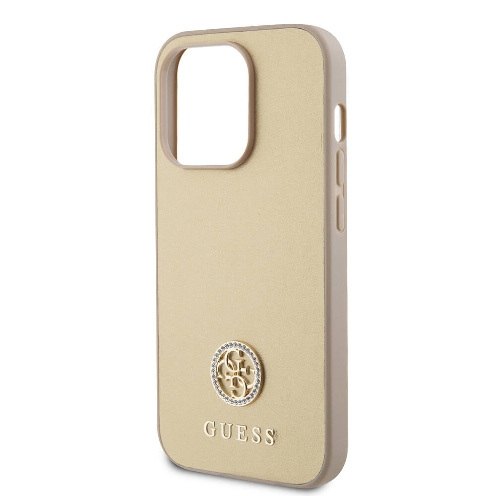 iPhone 14 Pro Max Kılıf Guess Orjinal Lisanslı Deri 4G Metal Logo Strass Kapak
