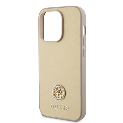 iPhone 14 Pro Max Kılıf Guess Orjinal Lisanslı Deri 4G Metal Logo Strass Kapak