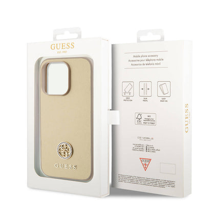 iPhone 14 Pro Max Kılıf Guess Orjinal Lisanslı Deri 4G Metal Logo Strass Kapak
